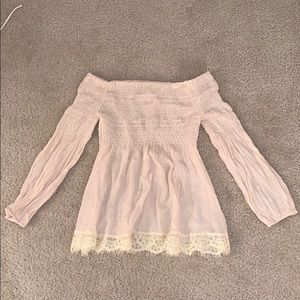 Off shoulder lace cream blouse size small